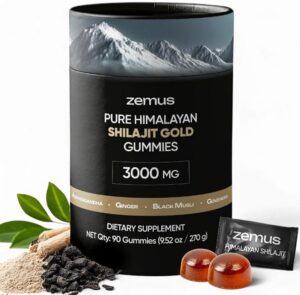 Zemus Pure Himalayan Shilajit Gold Gummies kutusu ve içerikleri